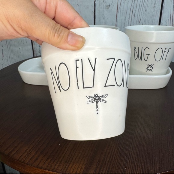 RAE DUN 4 piece set ceramics planters 3 planters and a tray perfect for herbs - Picture 3 of 16